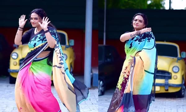  കളര്‍ഫുള്‍ സാരിയില്‍ ഹിന്ദി പാട്ടിന് ചുവടുവച്ച് കൃഷ്ണപ്രഭ; വീഡിയോ 
