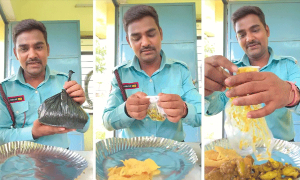 വെറും 10 രൂപയ്ക്ക് കമ്പനി നൽകുന്ന ഉച്ചഭക്ഷണം കാണിച്ച് സുരക്ഷാ ജീവനക്കാരൻ; വീഡിയോ വൈറലാകുന്നു
