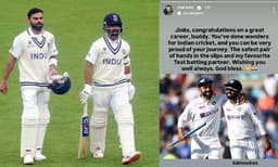 Vrrat Kohli's tribute tp ajinkya rahane on his retirement (Image Source: Instagram)