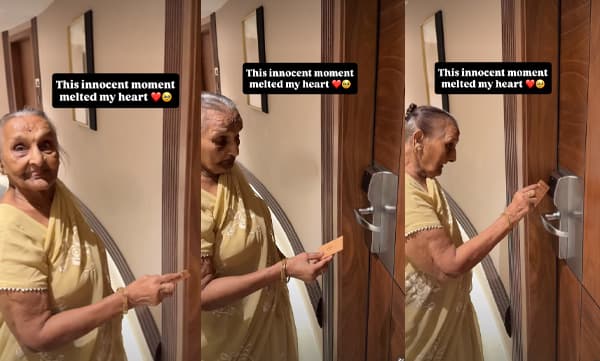 Grandmother's reaction on seeing access card to open a hotel room (Image Source: Instagram)