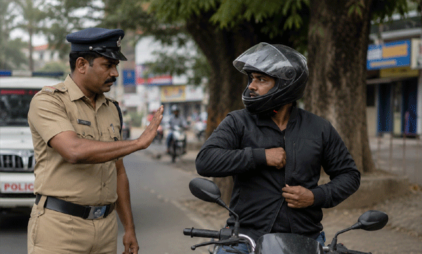 പിഴ തുക അടയ്ക്കേണ്ടി വരുമെന്ന് കരുതി ട്രാഫിക്  പോലീസിനെ കണ്ട് വിറച്ച ബൈക്ക് യാത്രികൻ; ഒടുവിൽ സംഭവിച്ചത് മറ്റൊന്ന്!