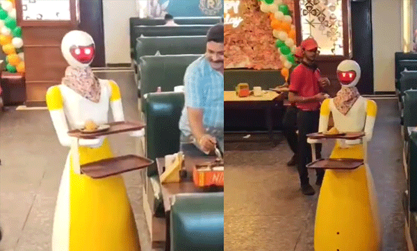 മുർത്തൽ ധാബയിൽ ഇനി വെയിറ്ററും റോബോട്ട്; ഭക്ഷണവുമായി മേശയ്ക്കരികിലെത്തും, വീഡിയോ വൈറൽ