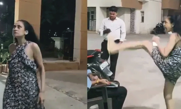 ഭക്ഷണവുമായെത്തിയ ഡെലിവറി ജീവനക്കാരനെ ഗേറ്റില്‍ തടഞ്ഞു: സുരക്ഷാ ഗാര്‍ഡുകളോട് കയര്‍ത്ത് യുവതി, വീഡിയോ