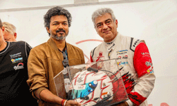 തമിഴ്നാട് രാഷ്ട്രീയത്തിലെ റേസിംഗ് ; ടിവികെ യുടെ പിആര്‍ വര്‍ക്കെന്നും ആക്ഷേപം ; ബ്രിട്ടനില്‍ കെട്ടിപ്പിടിച്ചും കൈകൊടുത്തും വിജയ് യും അജിത്തും