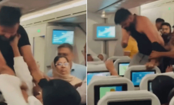 വിമാനത്തിനുള്ളിൽ യാത്രക്കാർ തമ്മിൽ പൊരിഞ്ഞ അടി; ഭയന്ന് നിലവിളിച്ച് സഹയാത്രികർ, വീഡിയോ വൈറൽ
