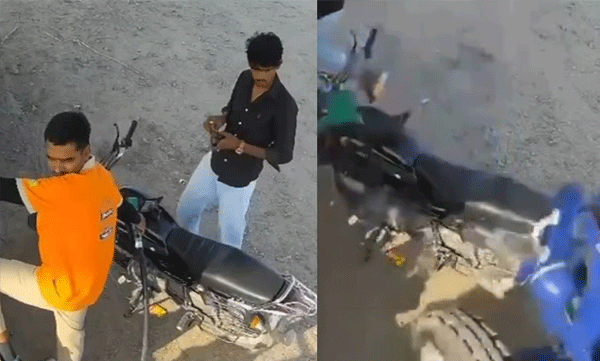 പെട്രോൾ പമ്പിൽ ബൈക്ക് യാത്രക്കാരനെ ട്രാക്ടർ ഇടിച്ചുവീഴ്ത്താൻ ശ്രമം; ഞെട്ടിക്കുന്ന സിസിടിവി ദൃശ്യങ്ങള്‍ പുറത്ത് 
