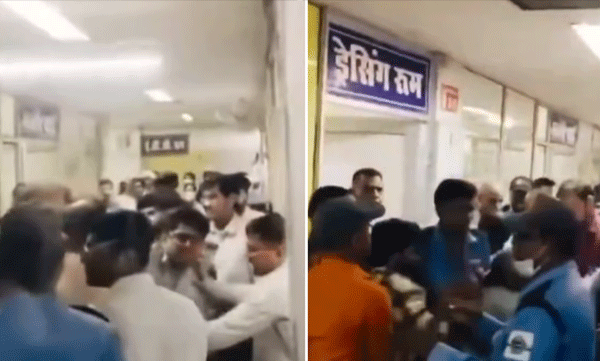 ഡോക്ടർമാരും നഴ്സുമാരും തമ്മിൽ വാക്കേറ്റം, പിന്നാലെ ആശുപത്രിയിലെ ഡ്രസ്സിങ് മുറിക്ക് പുറത്ത് കൂട്ടത്തല്ല്; ദൃശ്യങ്ങള്‍ ​വൈറല്‍ 