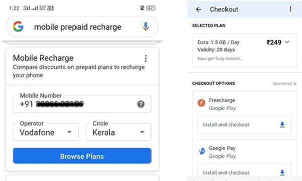 ഗൂഗിള് സെര്ച്ച് വഴി റീച്ചാര്ജ്; പുതിയ സേവനവുമായി ഗൂഗിള്