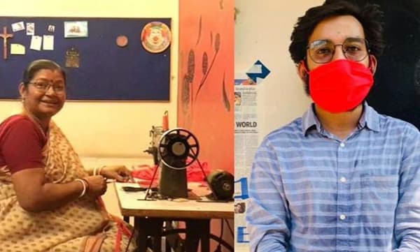 "പിക്ക് വൺ , സ്റ്റേ സേഫ്" ; പാവപ്പെട്ടവർക്ക് സൗജന്യമായി മാസ്കുകൾ നിർമ്മിച്ച് നൽകുി ഒരു അമ്മയും മകനും