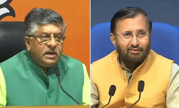 വീണ്ടും അപ്രതീക്ഷിത രാജി: രവിശങ്കര് പ്രസാദും പ്രകാശ് ജാവഡേക്കറും പുറത്ത്