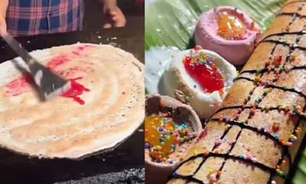 ഇങ്ങനെയൊക്കെ ചെയ്യാമോ ?.... വൈറലായി ഐസ്ക്രീം ദോശ