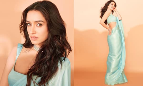 Sradha Kapoor Pastel Blue Saree (Image Source: Instagram)
