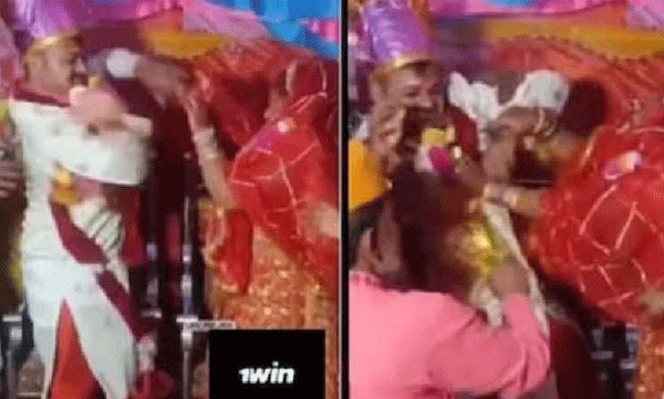 വിവാഹ ശേഷം വേദിയില് തമ്മിലടിച്ച് വധൂവരന്മാര്: വൈറലായി വീഡിയോ