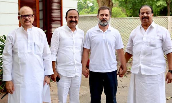 ഭീഷണിയുടെയും പകപോക്കലിന്റെയും രാഷ്ട്രീയത്തെ കോൺഗ്രസ് ഭയക്കുന്നില്ല; സുധാകരന്റെ കൈപിടിച്ച് രാഹുല് ഗാന്ധി