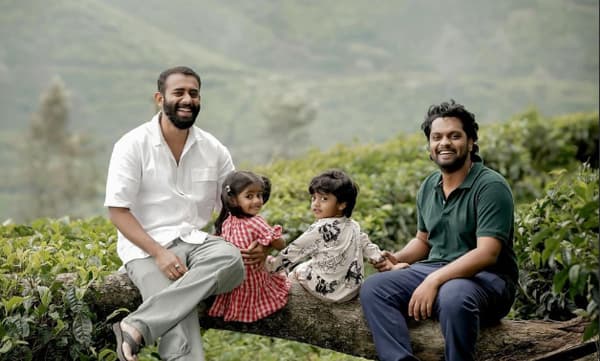 Arjun Ashokan and Balu Varghese with kids (Image Source: Instagram)