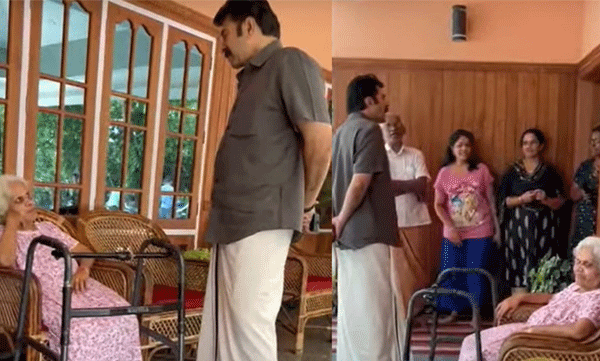 ഷൂട്ടിനിടെ ഇടവേള, സമീപത്തുള്ള വീട്ടില് കയറി കുശലാന്വേഷണം നടത്തി മമ്മൂട്ടി; വീഡിയോ വൈറല്
