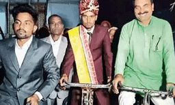 വിവാഹദിനത്തില് വരന്റെ പ്രകൃതിബോധവല്ക്കരണം ; 8 കി.മീ അകലെയുള്ള വിവാഹവേദിയില് എത്തിയത് സൈക്കിളില്