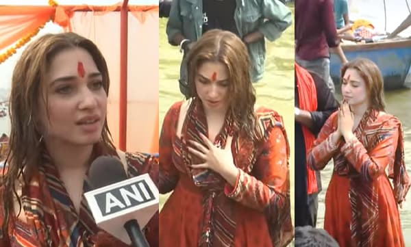 Tamanna Bhatia takes holy dip in Prayagraj (Image Source: Youtube)