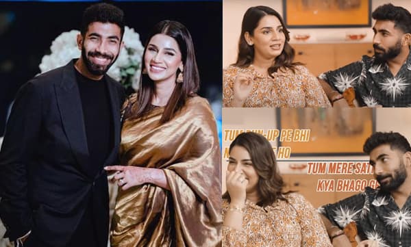 Jasprit Bumrah and wife Sanjana Ganesan (Image Source: X)