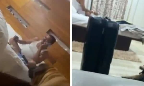 പുകവലിച്ചിരിക്കുന്ന സാമൂഹികക്ഷേമ മന്ത്രി സഞ്ജയ് ഷീര്സത്ത് ; തൊട്ടടുത്തിരിക്കുന്ന ബാഗിലെന്താ പണമാണോയെന്ന് നെറ്റിസണ്മാര്
