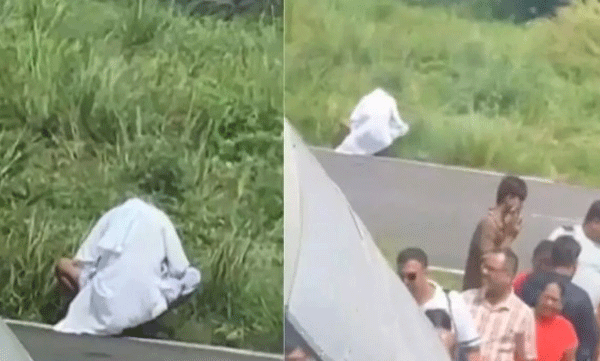 റണ്വേയിലിരുന്ന് മൂത്രമൊഴിച്ച് വൃദ്ധന്: വിമാനത്തിന്റെ കോക്ക് പിറ്റില് ഇരുന്ന് ദൃശ്യങ്ങള് പകര്ത്തി പൈലറ്റ്