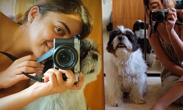 Nazriya Fahad with her pet dog oreo (Image Source: Instagram)