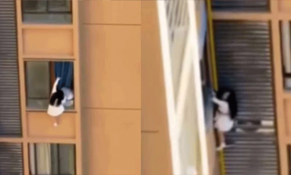 അപ്രതീക്ഷിതമായി കാമുകന്റെ ഭാര്യ കടന്നുവന്നു: കെട്ടിടത്തിന്റെ ബാല്ക്കെണിയില് തൂങ്ങിക്കിടന്ന് യുവതി, ഒടുവില്