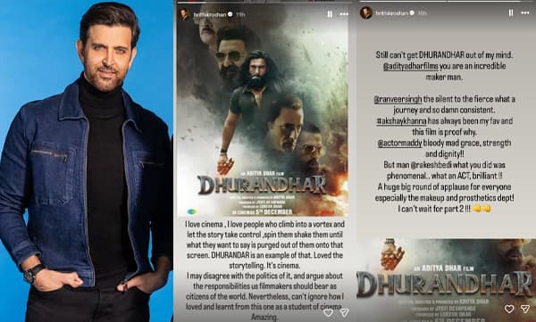 Hrithik Roshan's review of Ranveer Singh's Dhurandhar (Image Source: Instagram)