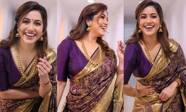ഗ്രേപ്പ് വൈൻ നിറത്തിലുള്ള സാരിയില് സുന്ദരിയായി രഞ്ജിനി ഹരിദാസ്; എന്ത് ഭംഗിയാണെന്ന് സോഷ്യല് മീഡിയ