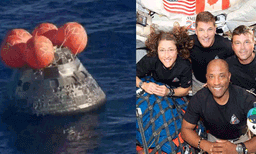 ചന്ദ്രനെ തൊട്ട് മടക്കം: ചരിത്രനേട്ടവുമായി ആര്ട്ടമിസ് 2 ഭൂമിയില് തിരിച്ചെത്തി, സ്പ്ലാഷ് ഡൗണ് 5.37 ന് പസഫിക്ക് സമുദ്രത്തില്