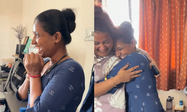 വീട്ടുജോലിക്കാരിക്ക് സര്പ്രൈസായി കൂളര് നല്കി കുടുംബം: കയ്യടിച്ച് സോഷ്യല് മീഡിയ