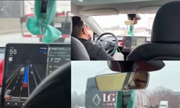 Car drives itself as tesla uber driver falls asleep (Image Source: X)