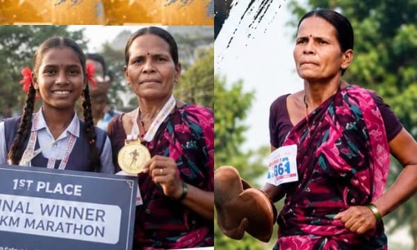സിനിമാ കഥയല്ല...ട്രാക് സ്യൂട്ടുമില്ല, സ്പോർട്സ് ഷൂവുമില്ല, മകൾക്ക് വേണ്ടി ചെരിപ്പില്ലാതെ ഒരു അമ്മ മാരത്തൺ ഓടി ഒന്നാമതെത്തി!