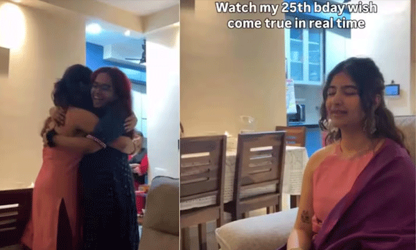 25-ാം പിറന്നാളിന് ഡബ്ലിനിൽ നിന്ന് പറന്നെത്തി സഹോദരി; അപ്രതീക്ഷിത വരവ് കണ്ട് കണ്ണുനിറഞ്ഞ് യുവതി, വീഡിയോ വൈറൽ